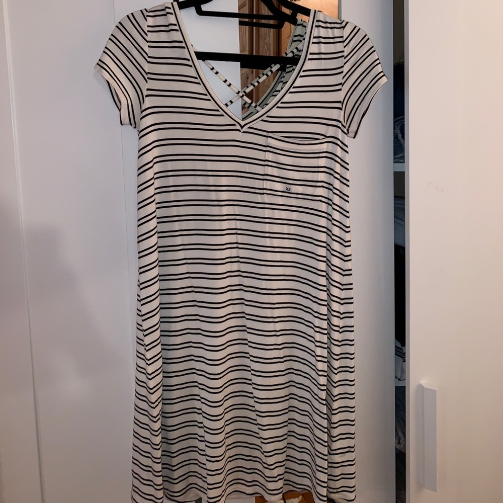 Black and white striped dress